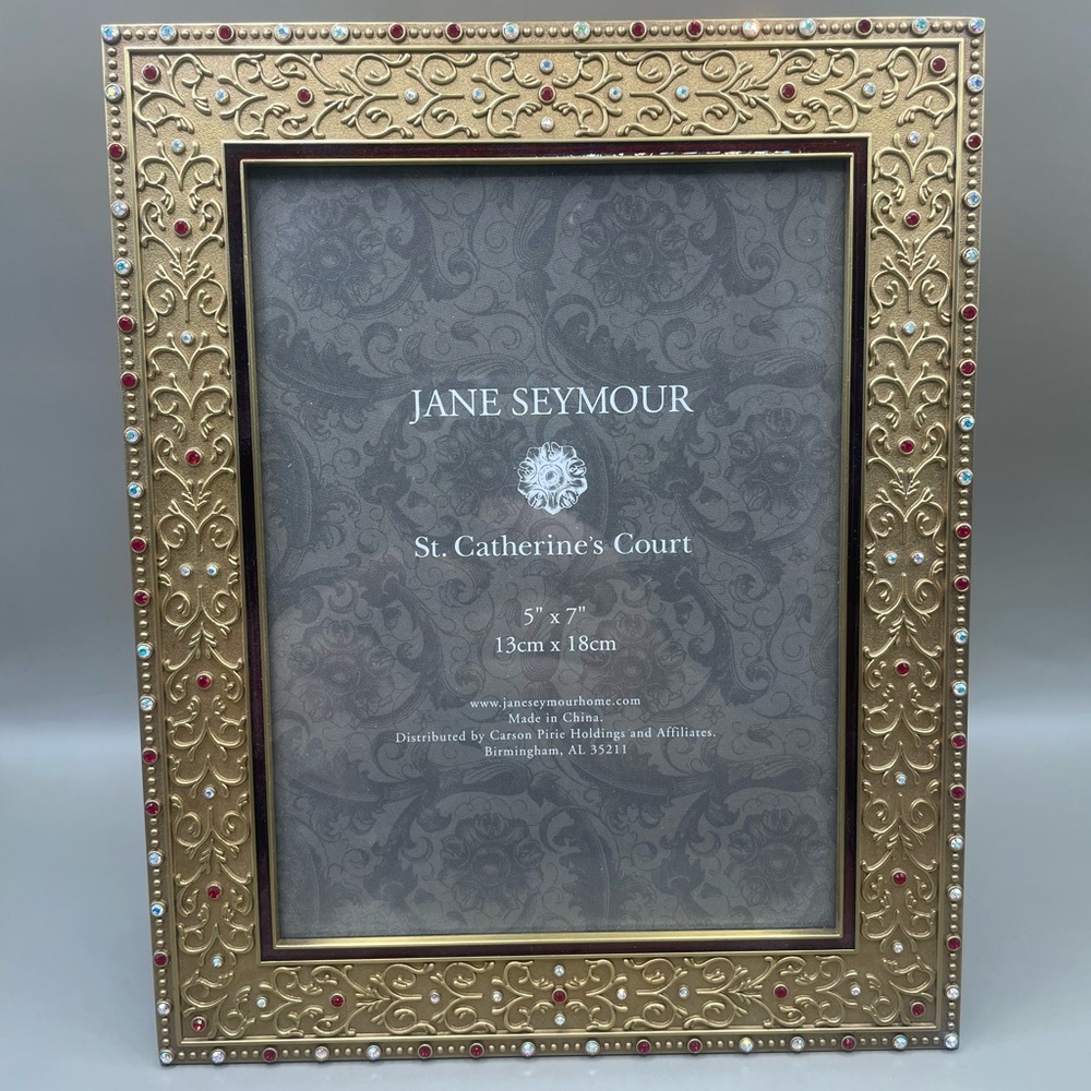 Jane Seymour St. Catherine's Court 5x7” Goldtone Crystals Picture Frame